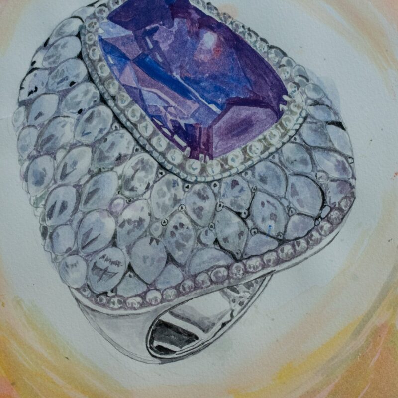 Kashmir Sapphire Diamond Ring